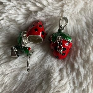 Strawberry stash charm pendants